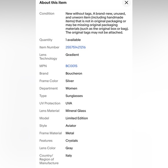 👑Boucheron BC0001S 001Aviator🏆 Limited Edition 🎲Timeless🥁‼️ - Picture 14 of 15